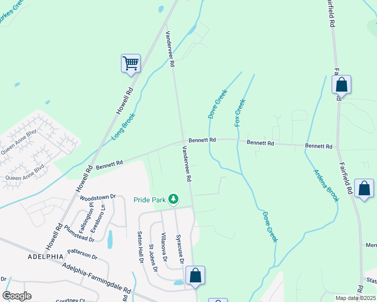 map of restaurants, bars, coffee shops, grocery stores, and more near 64 Vanderveer Rd in Freehold Township