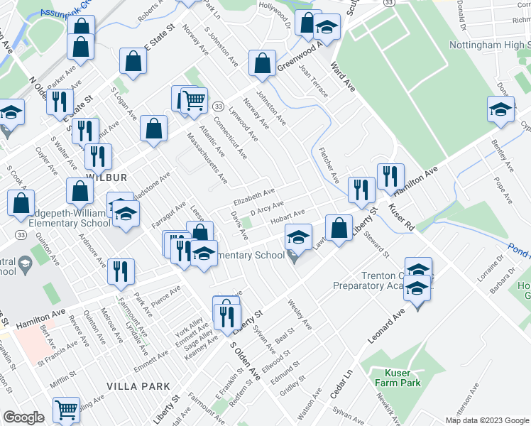 map of restaurants, bars, coffee shops, grocery stores, and more near 706 Atlantic Avenue in Hamilton Township