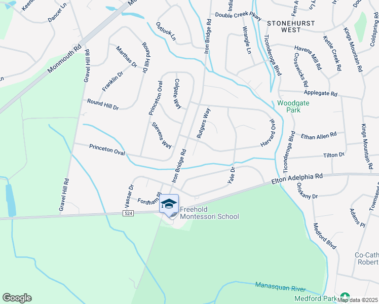 map of restaurants, bars, coffee shops, grocery stores, and more near 104 Rutgers Way in Freehold Township