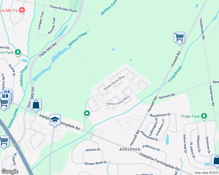 map of restaurants, bars, coffee shops, grocery stores, and more near 54 Edgeware Close in Freehold