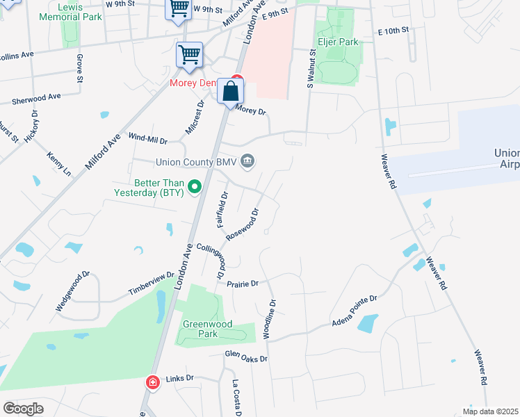 map of restaurants, bars, coffee shops, grocery stores, and more near 1038 Rosewood Drive in Marysville