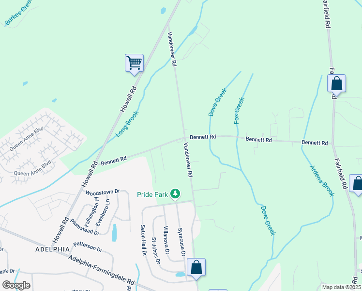 map of restaurants, bars, coffee shops, grocery stores, and more near 64 Vanderveer Road in Freehold Township