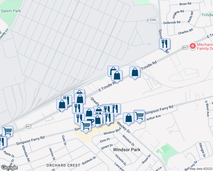 map of restaurants, bars, coffee shops, grocery stores, and more near 5159 East Trindle Road in Cumberland County