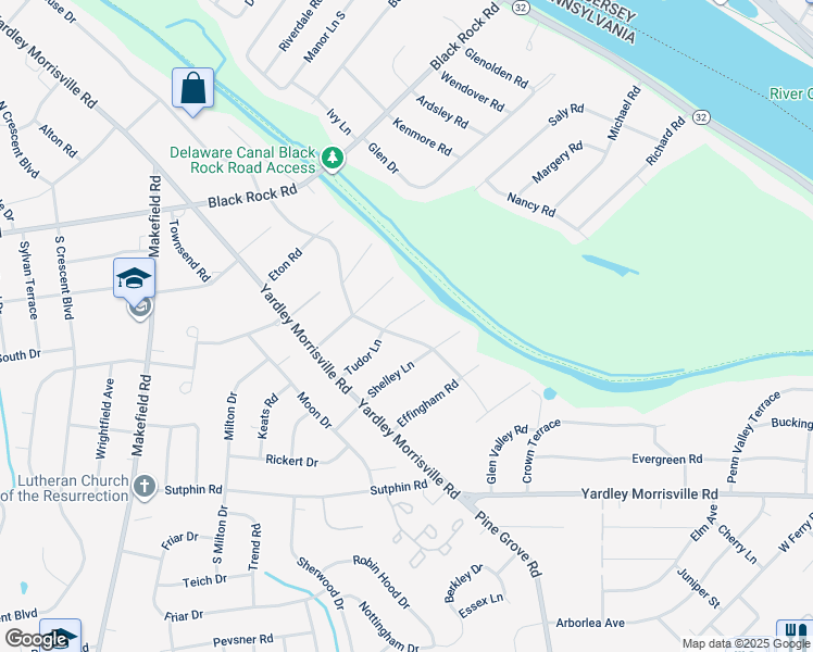 map of restaurants, bars, coffee shops, grocery stores, and more near 1608 Westover Road in Yardley