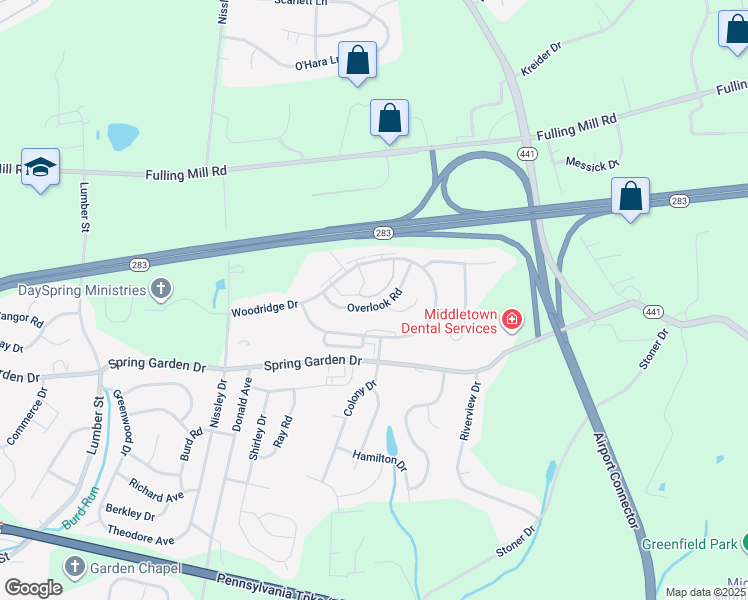 map of restaurants, bars, coffee shops, grocery stores, and more near 1280 Overlook Road in Middletown
