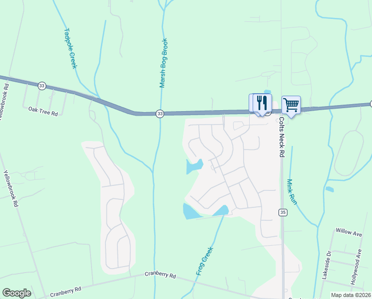 map of restaurants, bars, coffee shops, grocery stores, and more near 16 East Francesa Court in Farmingdale