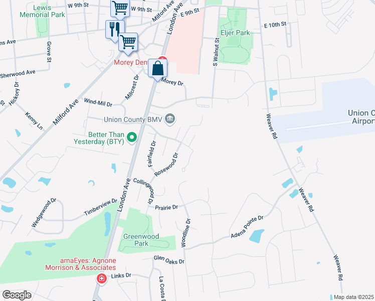 map of restaurants, bars, coffee shops, grocery stores, and more near 1049 Coventry Way in Marysville
