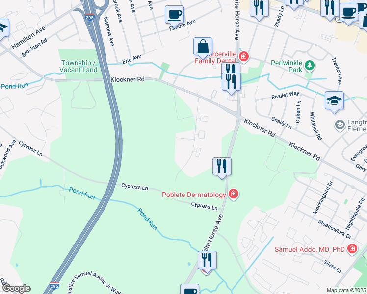 map of restaurants, bars, coffee shops, grocery stores, and more near 25 Lamont Avenue in Hamilton Township