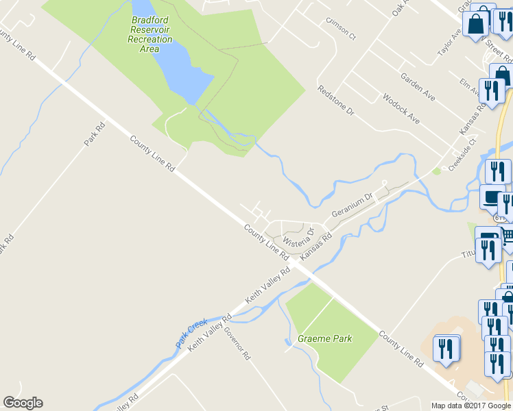 map of restaurants, bars, coffee shops, grocery stores, and more near 403 Hosta Court in Warrington