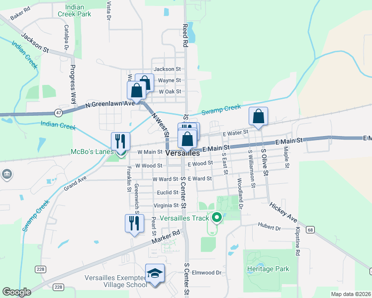 map of restaurants, bars, coffee shops, grocery stores, and more near in Versailles
