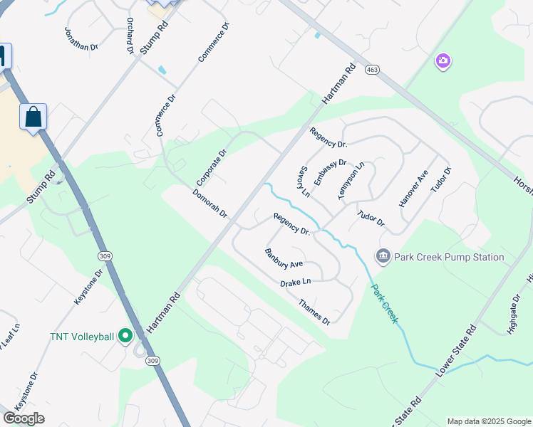 map of restaurants, bars, coffee shops, grocery stores, and more near 102 Citadel Court in North Wales