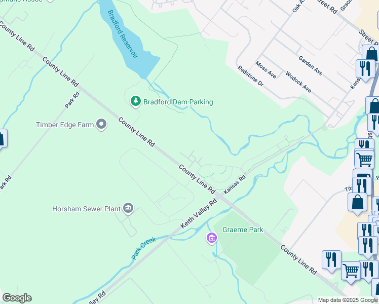 map of restaurants, bars, coffee shops, grocery stores, and more near 403 Hosta Court in Warrington