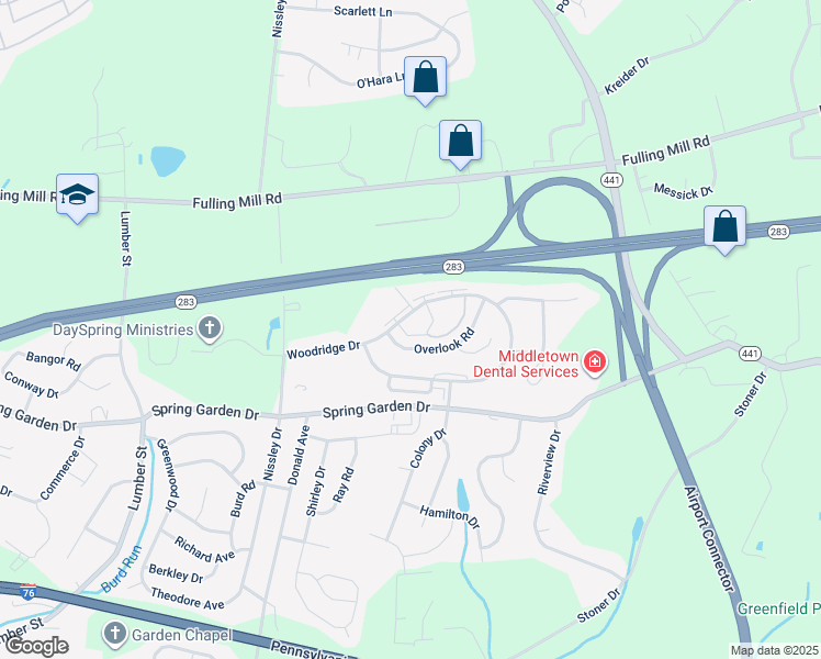 map of restaurants, bars, coffee shops, grocery stores, and more near 839 Woodridge Drive in Middletown