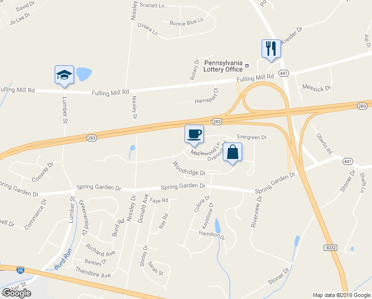 map of restaurants, bars, coffee shops, grocery stores, and more near 822 Woodridge Drive in Middletown