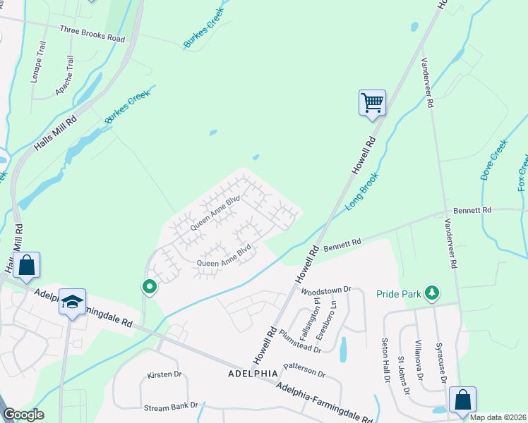 map of restaurants, bars, coffee shops, grocery stores, and more near 2 Ivy Ridge Close in Freehold