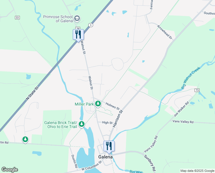 map of restaurants, bars, coffee shops, grocery stores, and more near 44 Holmes Street in Galena