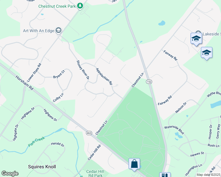 map of restaurants, bars, coffee shops, grocery stores, and more near 1256 Appalachian Road in Ambler