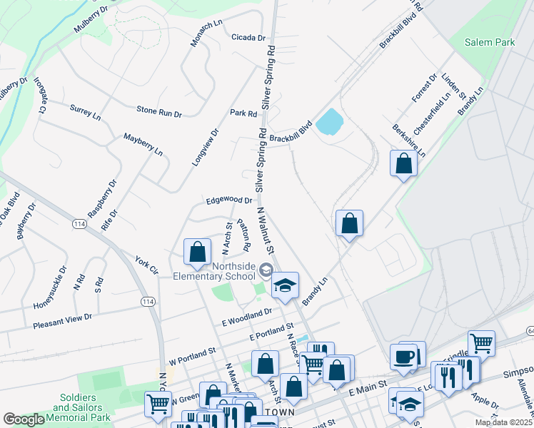 map of restaurants, bars, coffee shops, grocery stores, and more near 809 Old Silver Springs Road in Mechanicsburg