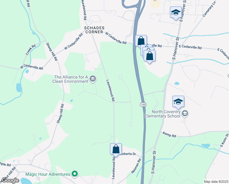 map of restaurants, bars, coffee shops, grocery stores, and more near 1194 Laurelwood Road in Pottstown