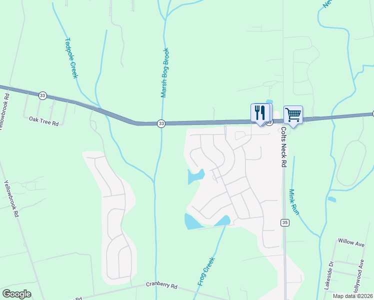map of restaurants, bars, coffee shops, grocery stores, and more near 16 East Francesa Court in Farmingdale
