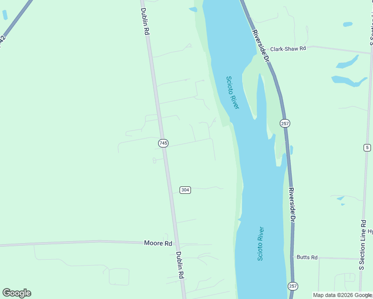 map of restaurants, bars, coffee shops, grocery stores, and more near 6255 Dublin Road in Delaware