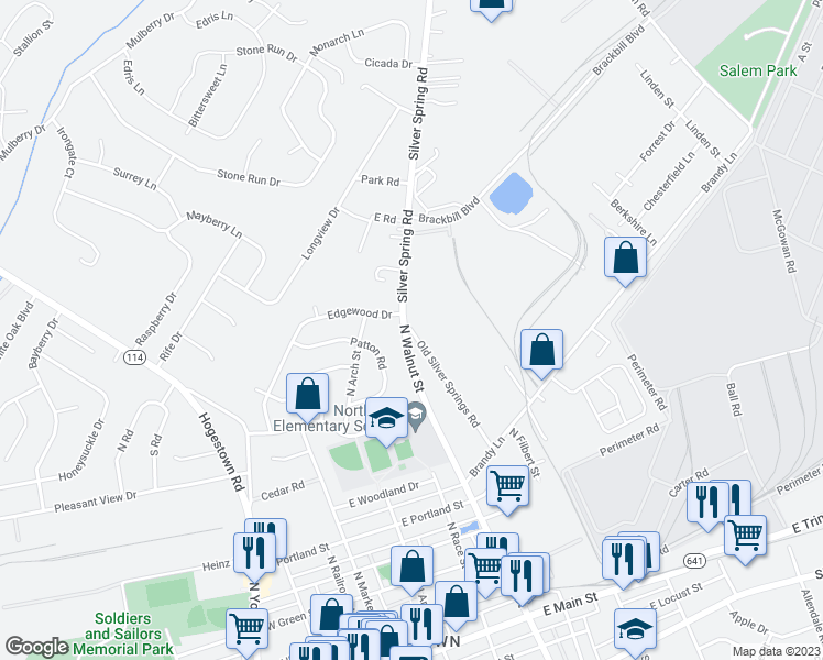map of restaurants, bars, coffee shops, grocery stores, and more near 859 Old Silver Springs Road in Mechanicsburg