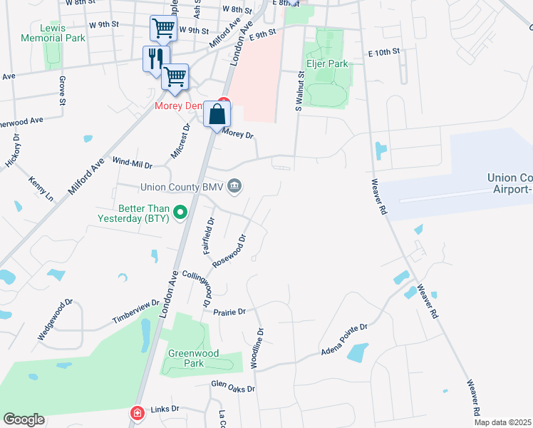 map of restaurants, bars, coffee shops, grocery stores, and more near 981 Coventry Place in Marysville
