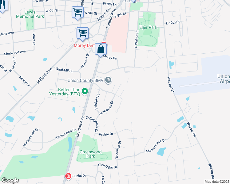 map of restaurants, bars, coffee shops, grocery stores, and more near 940 London Avenue in Marysville