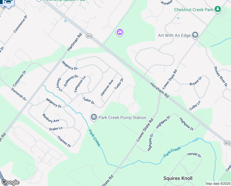 map of restaurants, bars, coffee shops, grocery stores, and more near 136 Tudor Drive in North Wales