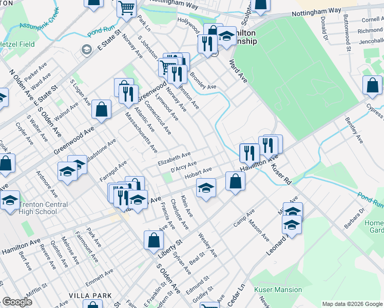 map of restaurants, bars, coffee shops, grocery stores, and more near 486 Pacific Avenue in Hamilton Township