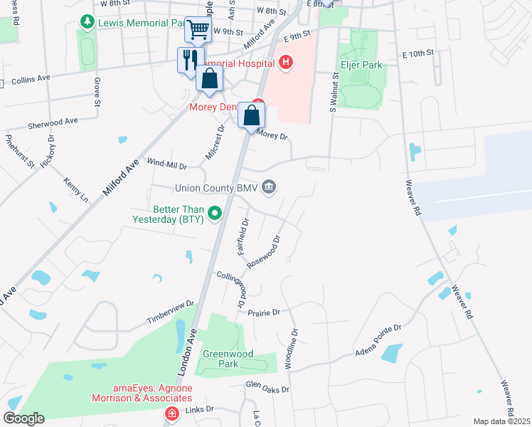 map of restaurants, bars, coffee shops, grocery stores, and more near 191 Greenwood Boulevard in Marysville