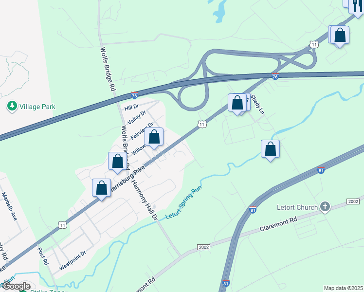 map of restaurants, bars, coffee shops, grocery stores, and more near 1135 Harrisburg Pike in Carlisle