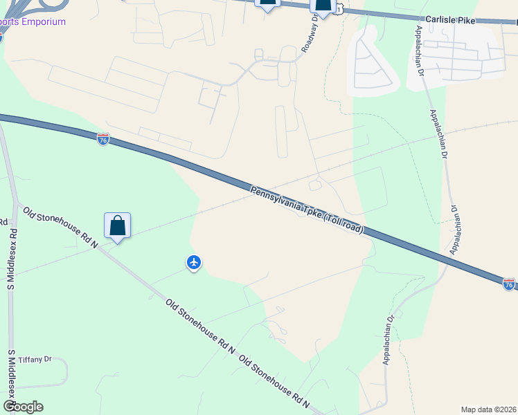 map of restaurants, bars, coffee shops, grocery stores, and more near 265 Old Stone House Road South in Mechanicsburg