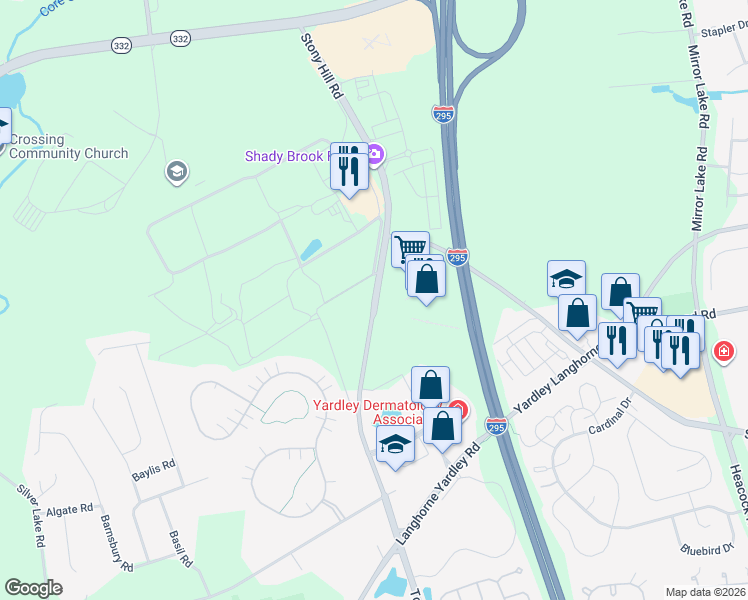 map of restaurants, bars, coffee shops, grocery stores, and more near 770 Township Line Road in Morrisville