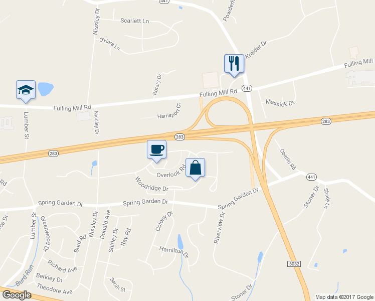 map of restaurants, bars, coffee shops, grocery stores, and more near 965 Woodridge Drive in Middletown