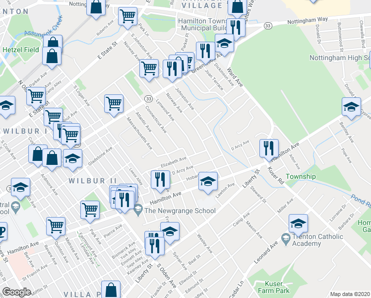 map of restaurants, bars, coffee shops, grocery stores, and more near 486 Pacific Avenue in Hamilton Township