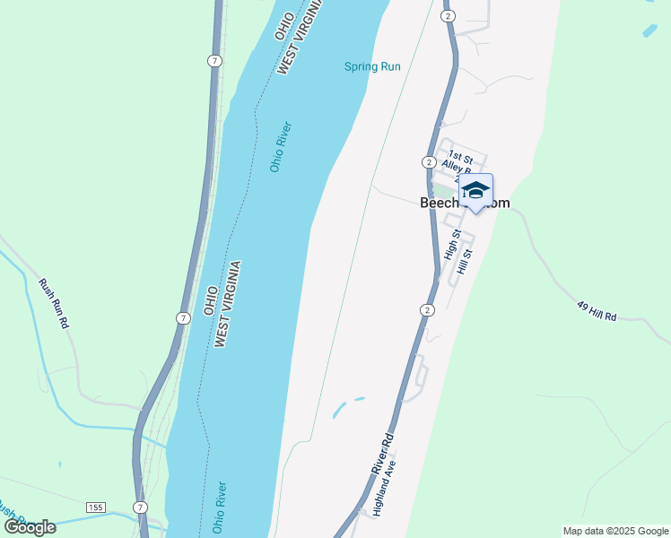 map of restaurants, bars, coffee shops, grocery stores, and more near in Beech Bottom