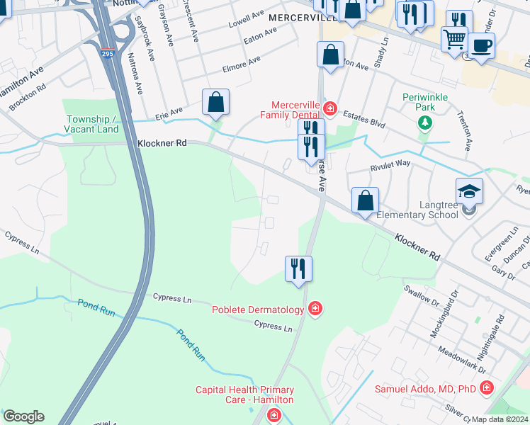 map of restaurants, bars, coffee shops, grocery stores, and more near 8 Lamont Avenue in Trenton