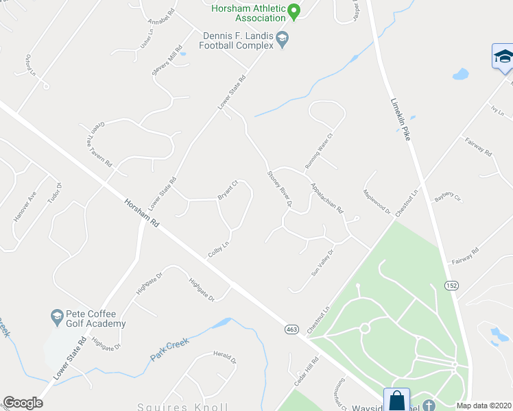 map of restaurants, bars, coffee shops, grocery stores, and more near 1355 Bryant Court in Ambler