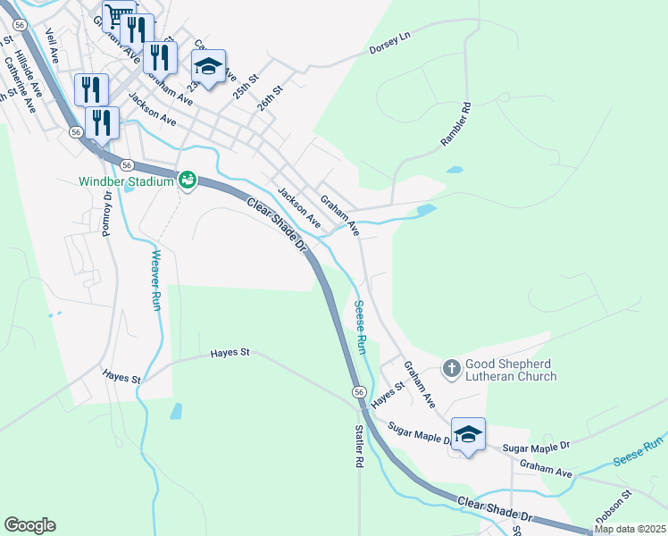 map of restaurants, bars, coffee shops, grocery stores, and more near 3108 Graham Avenue in Windber
