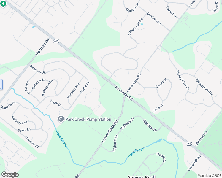map of restaurants, bars, coffee shops, grocery stores, and more near 1417 Horsham Road in North Wales