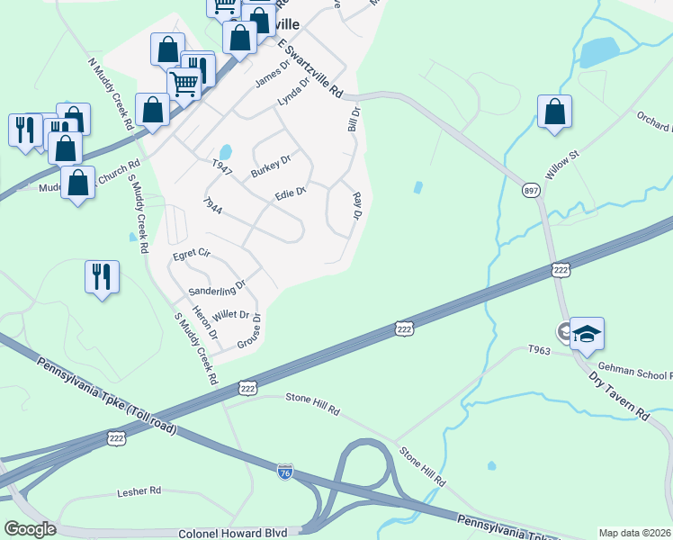map of restaurants, bars, coffee shops, grocery stores, and more near 46 Ray Drive in Denver