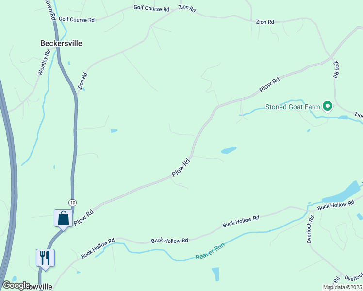 map of restaurants, bars, coffee shops, grocery stores, and more near 3244 Plow Road in Mohnton