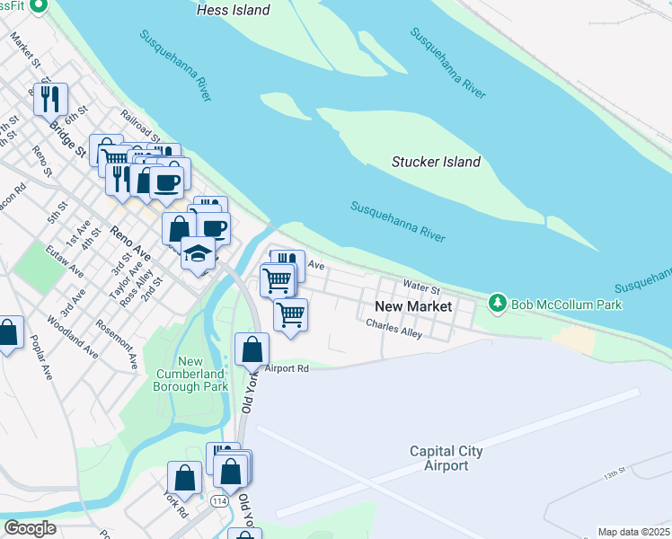 map of restaurants, bars, coffee shops, grocery stores, and more near 217 Umberto Avenue in New Cumberland