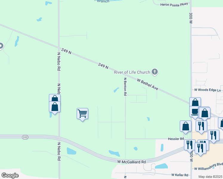 map of restaurants, bars, coffee shops, grocery stores, and more near 5801 W Bethel Ave in Muncie