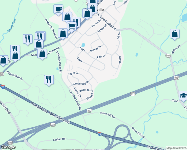 map of restaurants, bars, coffee shops, grocery stores, and more near 1 West Kestrel Drive in Denver