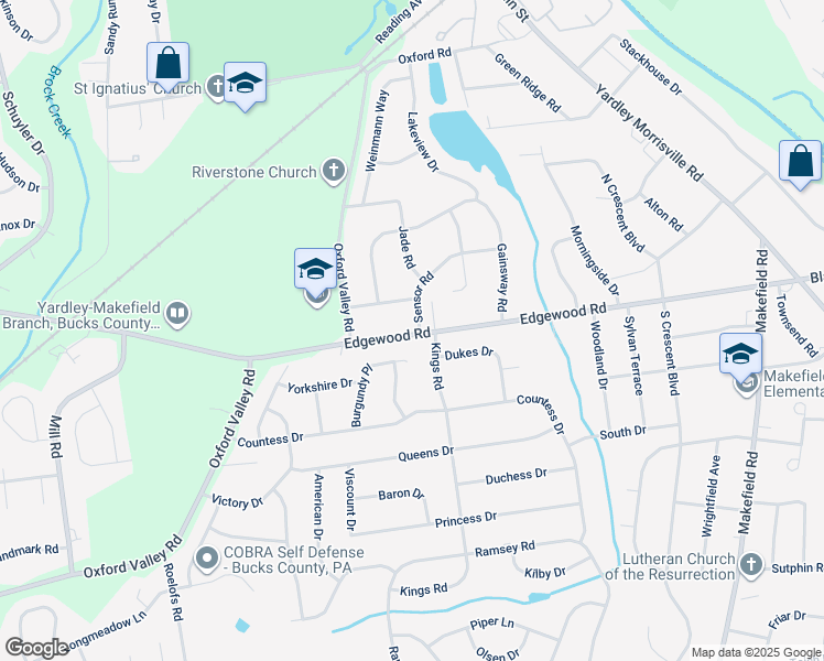 map of restaurants, bars, coffee shops, grocery stores, and more near 918 Edgewood Road in Yardley