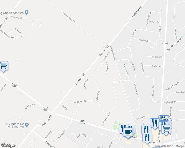 map of restaurants, bars, coffee shops, grocery stores, and more near 170 Orthodox Drive in Richboro