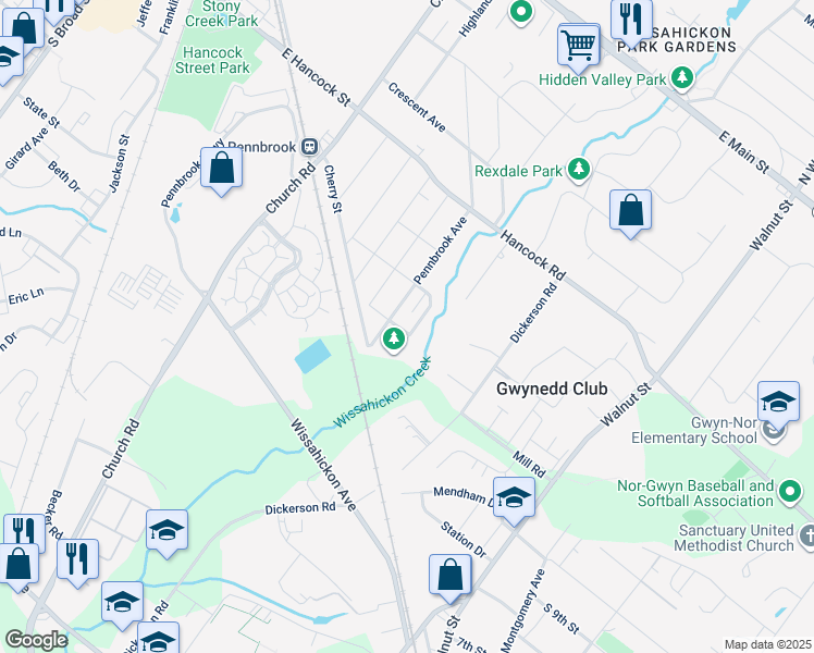 map of restaurants, bars, coffee shops, grocery stores, and more near 915 Clay Avenue in Lansdale