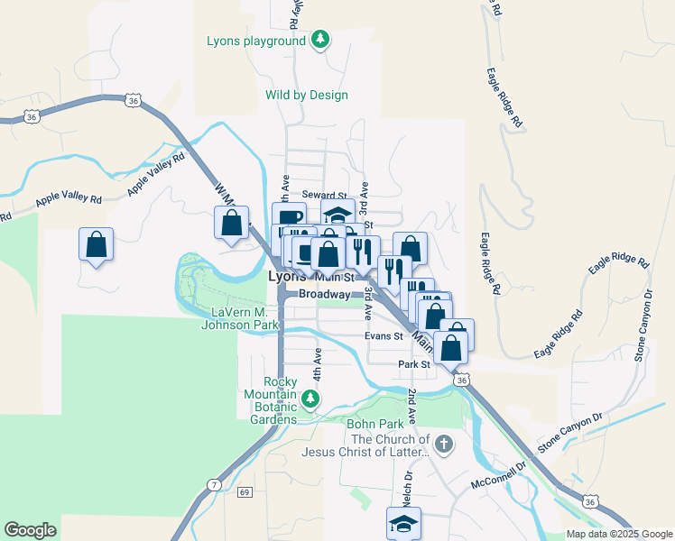 map of restaurants, bars, coffee shops, grocery stores, and more near 338 High Street in Lyons